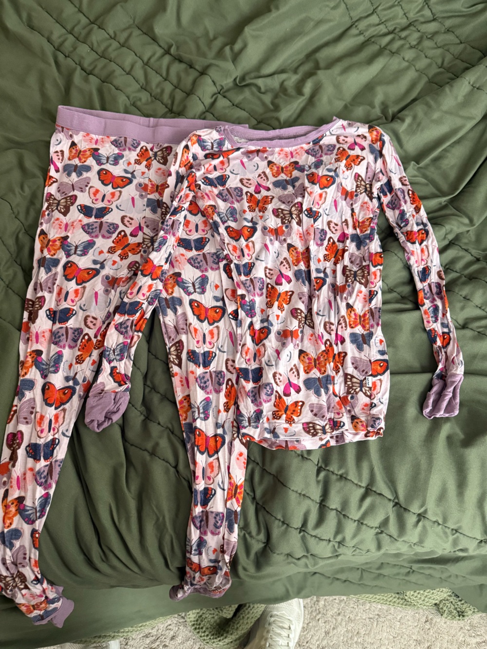 Little Sleepies Girls Butterfly Long Sleeve Pajama Set - Pink, Orange, Purple